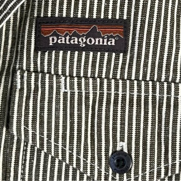Patagonia Womens Hickory Stripe Sediment Farrier's Shirt Organic Cotton Hemp XS - Picture 6 of 11